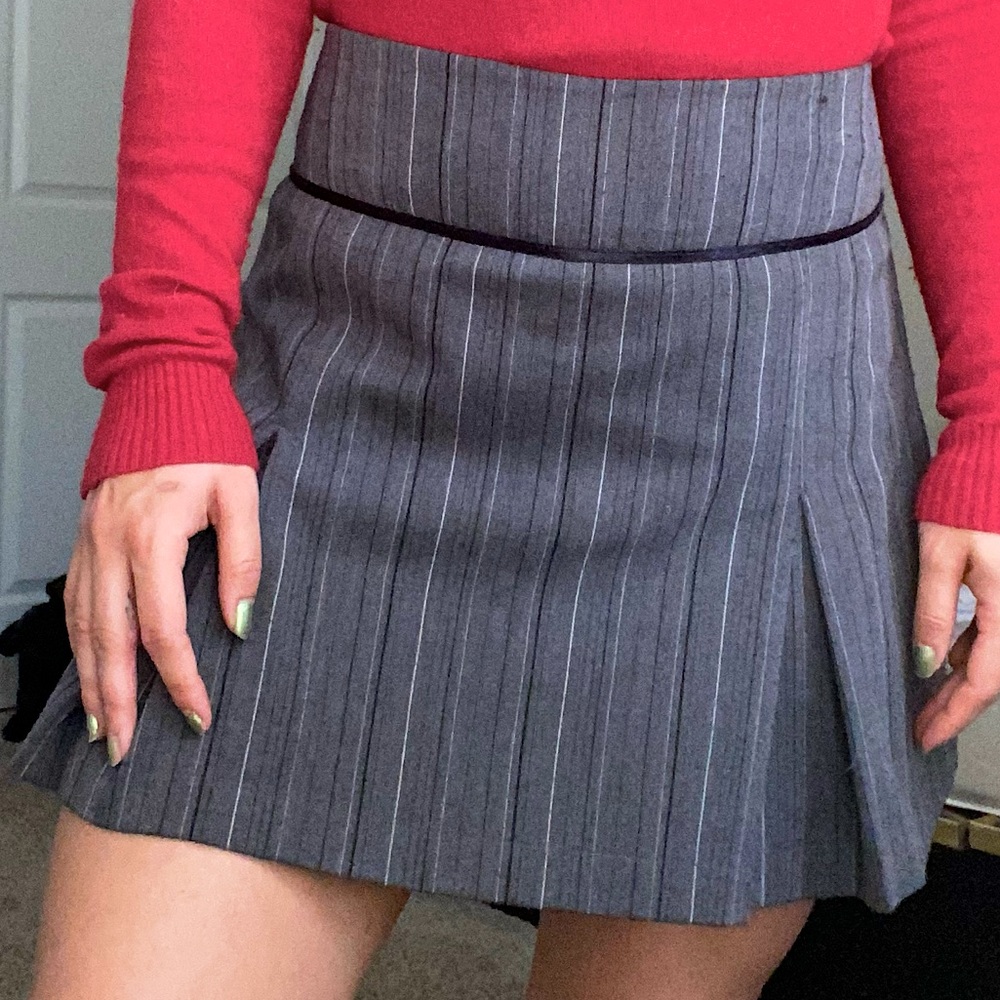 Tangents Pleated A-Line Stretch Skirt Grey Size 5/6